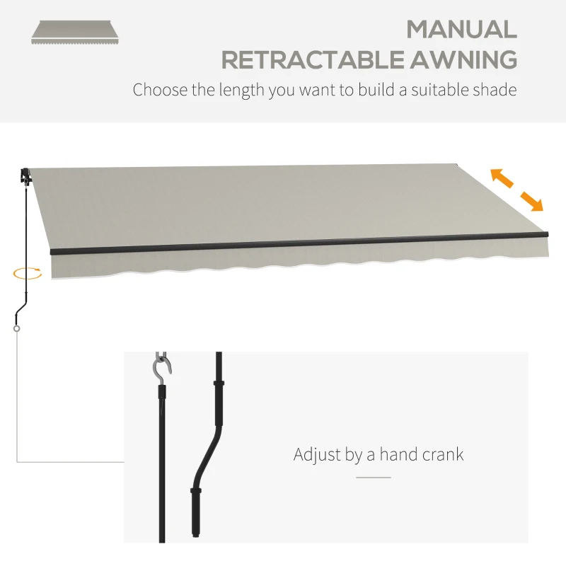 Outsunny 15' x 10' Retractable Awning, 280gsm UV Resistant Sunshade Shelter, for Deck, Balcony, Yard, Light Grey