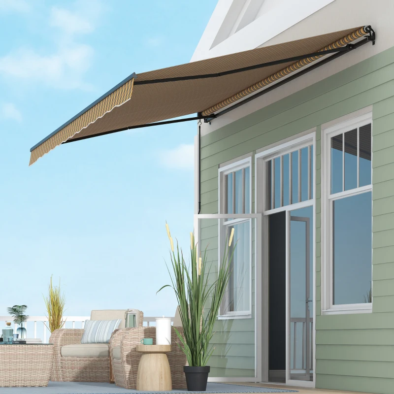 Outsunny 15' x 10' Retractable Awning, 280gsm UV Resistant Sunshade Shelter, for Deck, Balcony, Yard, Amber and Dark Grey