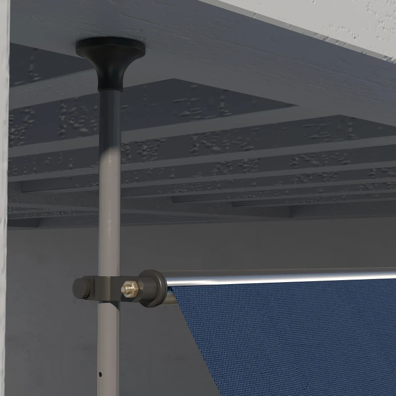 Outsunny 11.5' x 4' Manual Retractable Awning, Non-Screw Freestanding Patio Awning, UV Resistant, for Window or Door, Blue