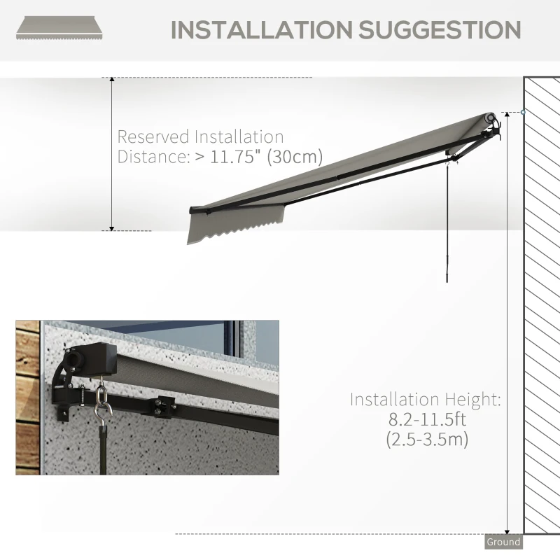 Outsunny 15' x 10' Retractable Awning, 280gsm UV Resistant Sunshade Shelter, for Deck, Balcony, Yard, Light Grey