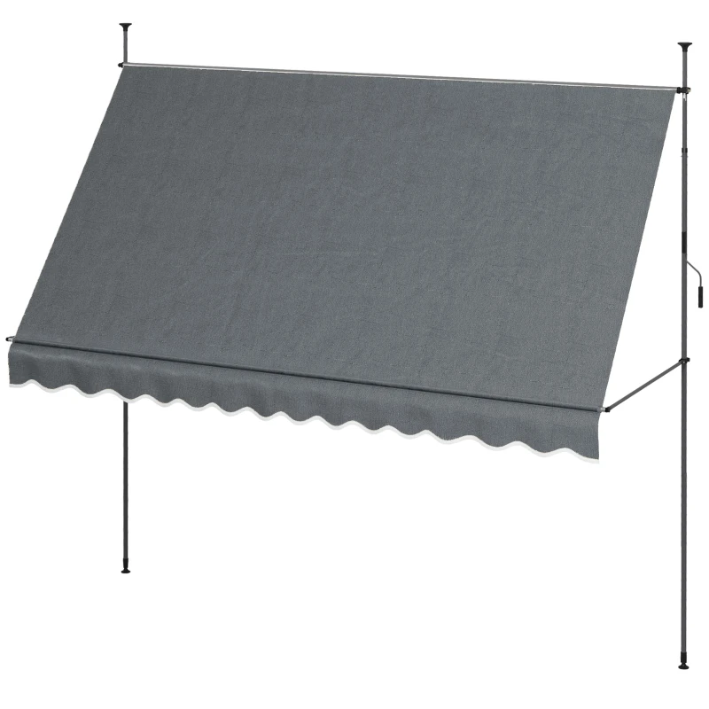 Outsunny 11.5' x 4' Manual Retractable Awning, Non-Screw Freestanding Patio Awning, UV Resistant, for Window or Door, Dark Grey
