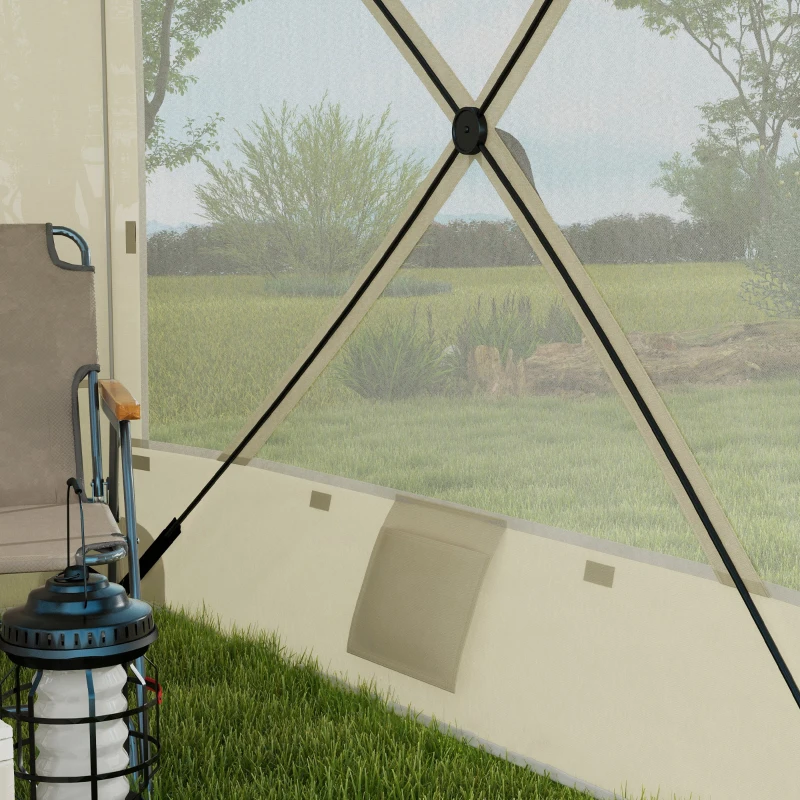 Outsunny 7' x 8' Pop Up Canopy Tent, Camping Tent Sun Shade Shelter with Curtains, Nettings and Carrying Bag, UV-Resistant