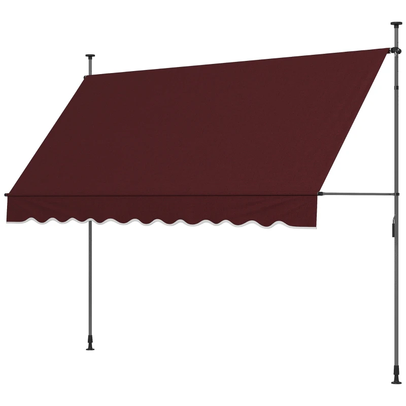 Outsunny 10' x 3' Manual Retractable Awning, Non-Screw Freestanding Patio Awning, UV Resistant, for Window or Door, Wine Red
