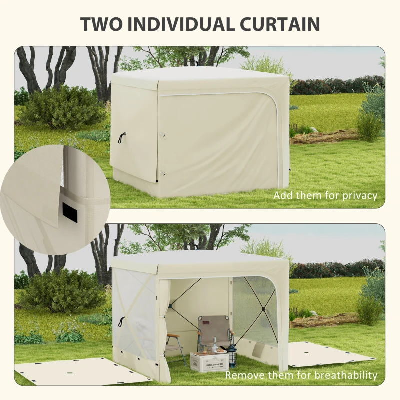 Outsunny 7' x 8' Pop Up Canopy Tent, Camping Tent Sun Shade Shelter with Curtains, Nettings and Carrying Bag, UV-Resistant