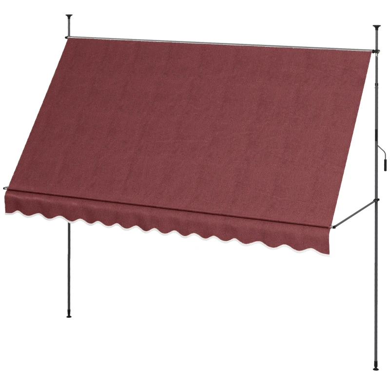 Outsunny 11.5' x 4' Manual Retractable Awning, Non-Screw Freestanding Patio Awning, UV Resistant, for Window or Door, Wine Red