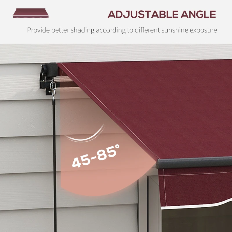Outsunny 15' x 10' Retractable Awning, 280gsm UV Resistant Sunshade Shelter, for Deck, Balcony, Yard, Wine Red