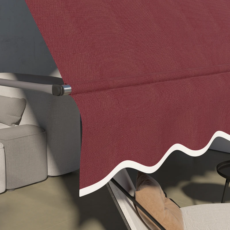 Outsunny 11.5' x 4' Manual Retractable Awning, Non-Screw Freestanding Patio Awning, UV Resistant, for Window or Door, Wine Red
