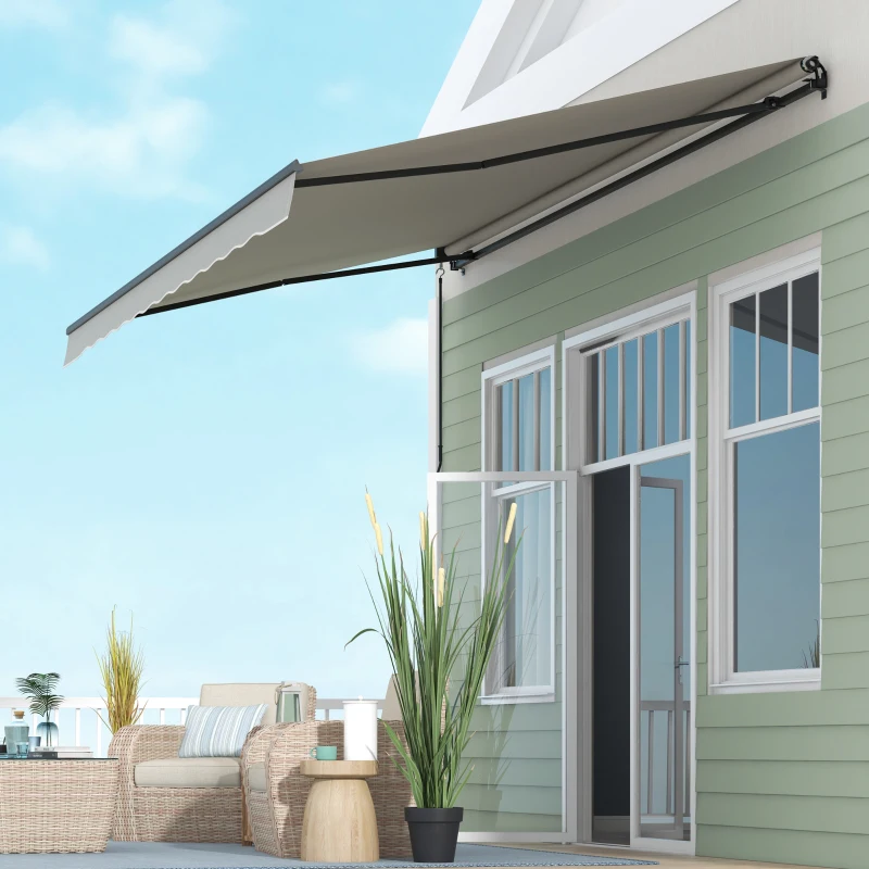 Outsunny 15' x 10' Retractable Awning, 280gsm UV Resistant Sunshade Shelter, for Deck, Balcony, Yard, Light Grey