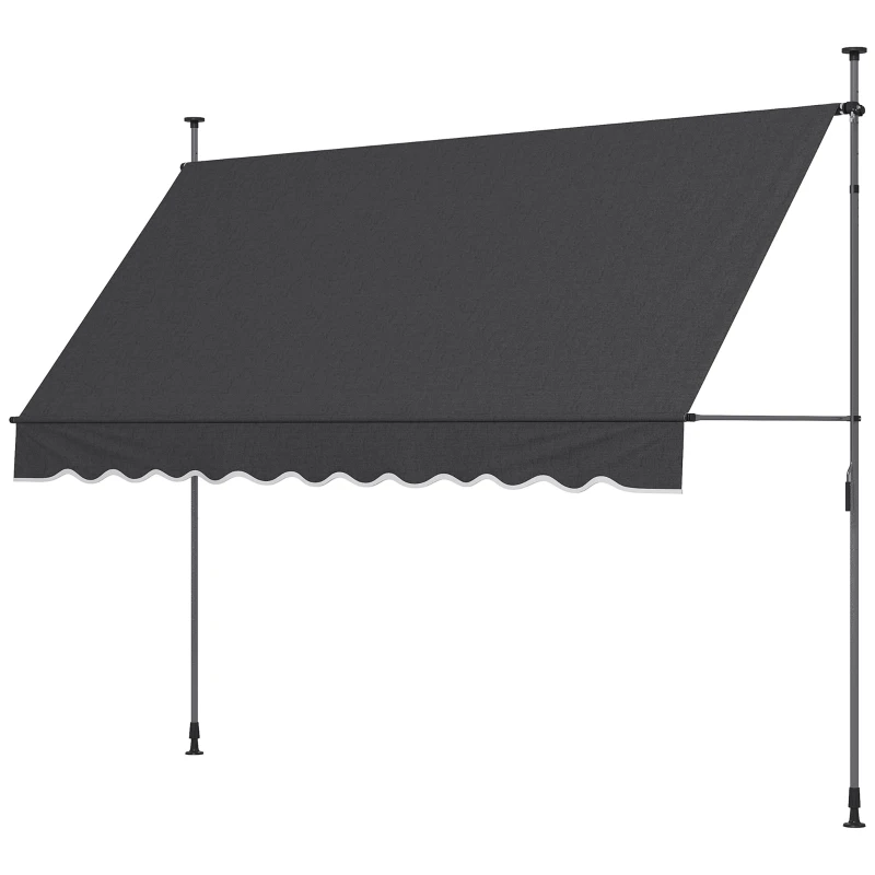 Outsunny 10' x 3' Manual Retractable Awning, Non-Screw Freestanding Patio Awning, UV Resistant, for Window or Door, Dark Grey