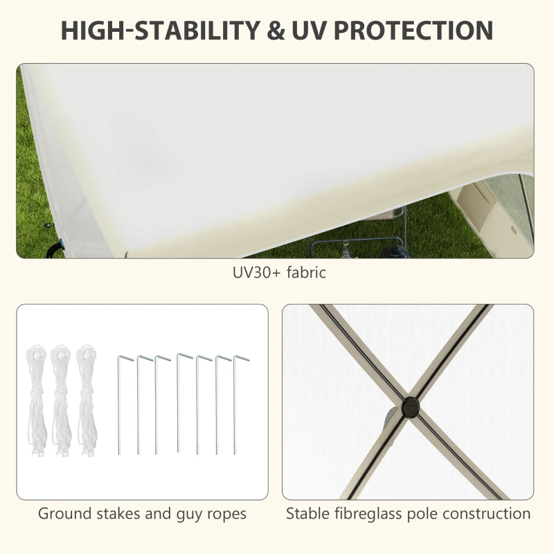 Outsunny 7' x 8' Pop Up Canopy Tent, Camping Tent Sun Shade Shelter with Curtains, Nettings and Carrying Bag, UV-Resistant