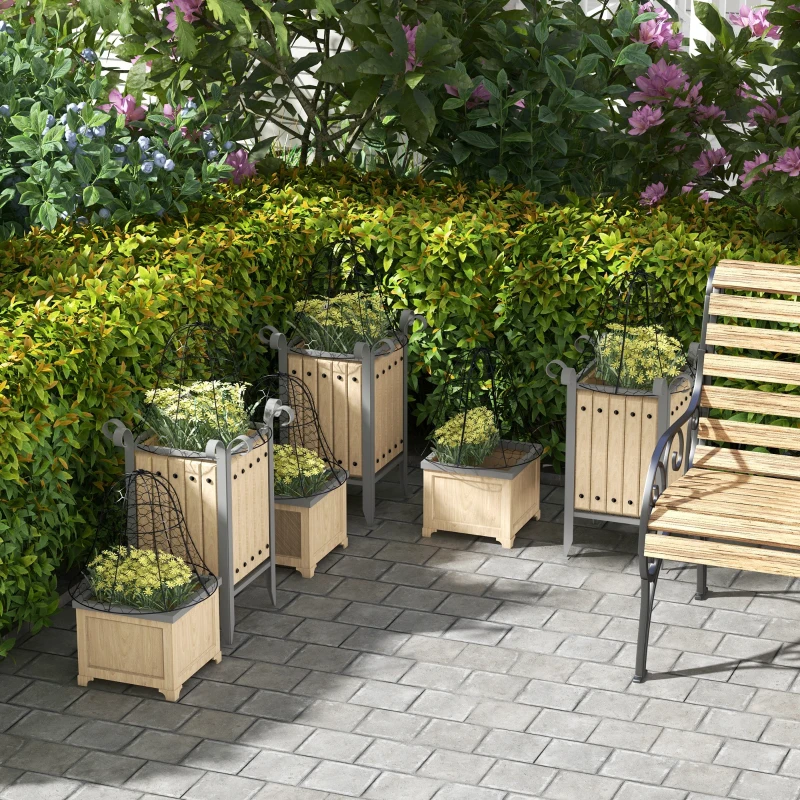 Outsunny 12 Pack Garden Cloches for Plants, 16" x 13" Metal Crop Cage, Plant Cages to Keep Animals Out, Black