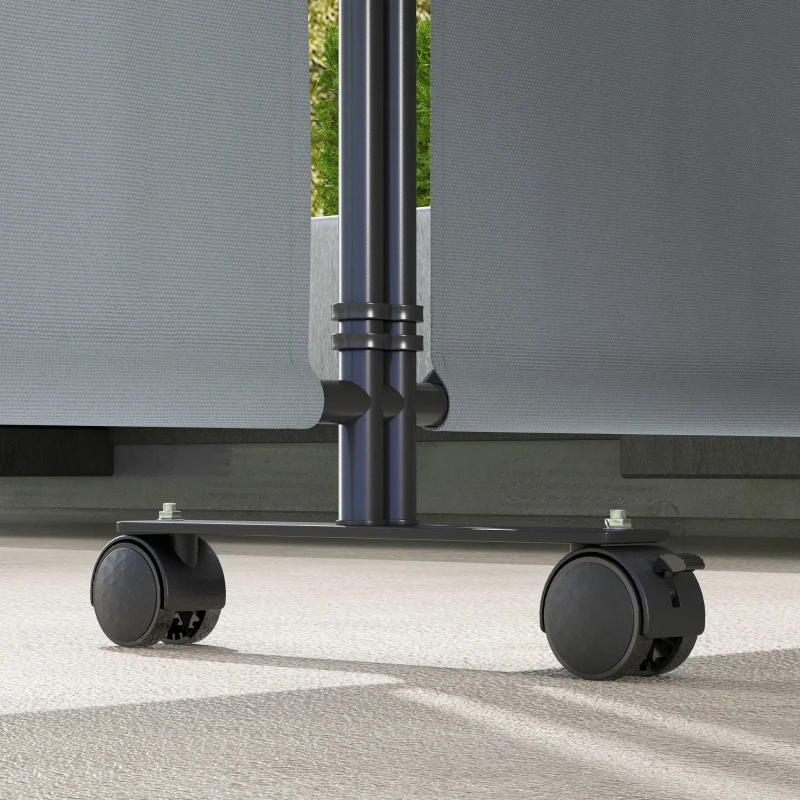 Outsunny Folding Room Divider with Castor Wheels, Rolling Privacy Screen for Patio Backyard Pool Hot Tub, 6ft Tall