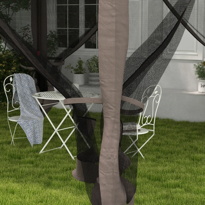 Outsunny 11' x 11' Pop Up Canopy 2-Tier Soft Top Shelter Event Tent w/ Netting Carry Bag for Patio Backyard Garden, Grey
