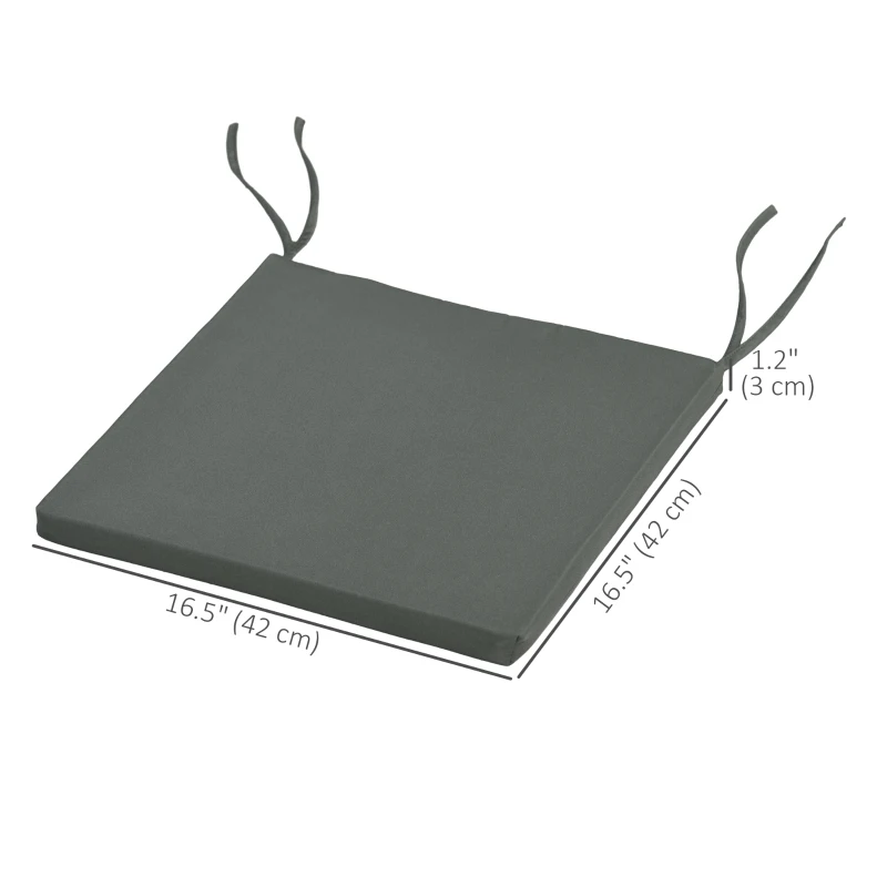 Outsunny 6-Piece Seat Cushion Pillows Replacement, Patio Chair Cushions Set with Ties for Indoor Outdoor, Charcoal Grey