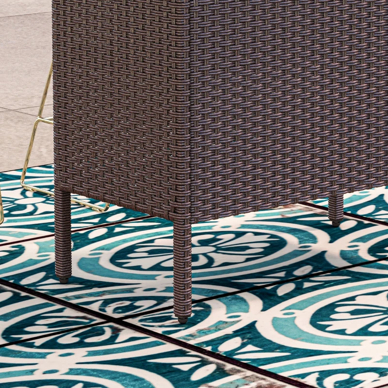 Outsunny Bar Height Outdoor Rattan Table, Patio Wicker Bar Table with 2 Storage Shelves, 55.1" x 18.5" x 37", Brown