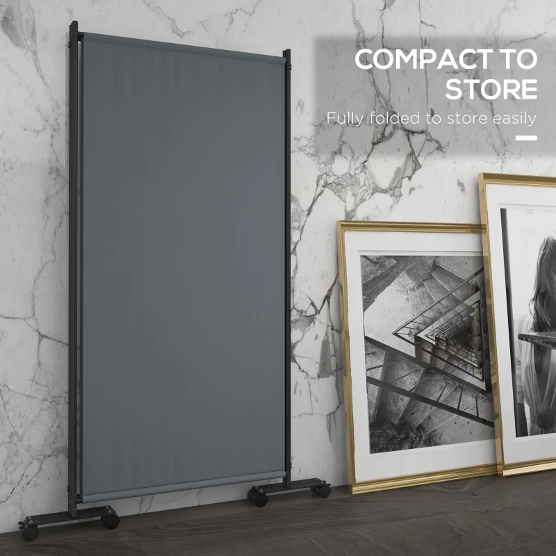 Outsunny Folding Room Divider with Castor Wheels, Rolling Privacy Screen for Patio Backyard Pool Hot Tub, 6ft Tall