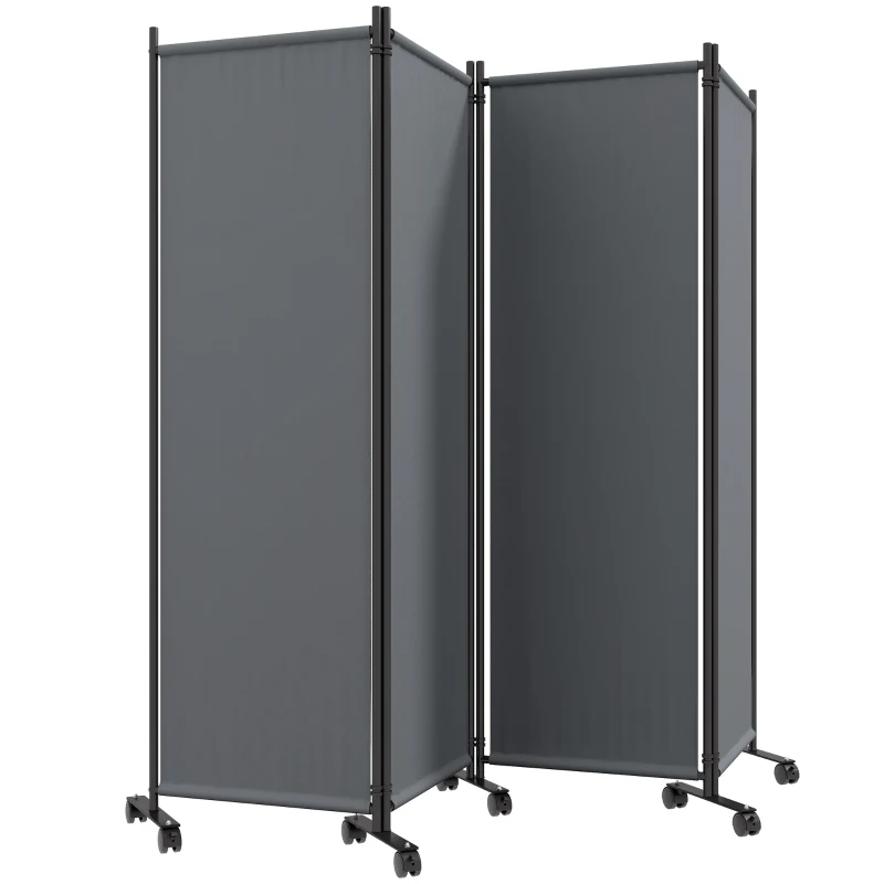 Outsunny Folding Room Divider with Castor Wheels, Rolling Privacy Screen for Patio Backyard Pool Hot Tub, 5.6ft Tall