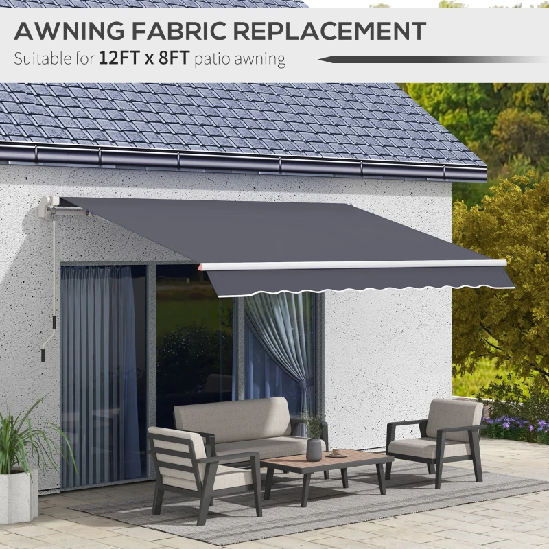 Outsunny 11' x 8' Outdoor Sunshade Canopy Awning Cover, Retractable Awning Fabric Replacement, UV Protection, Grey