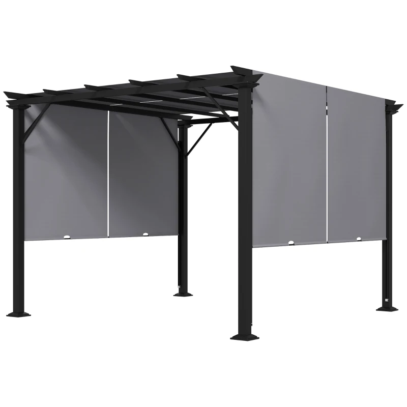 Outsunny 10' x 10' Retractable Pergola Canopy for Backyard, Grey