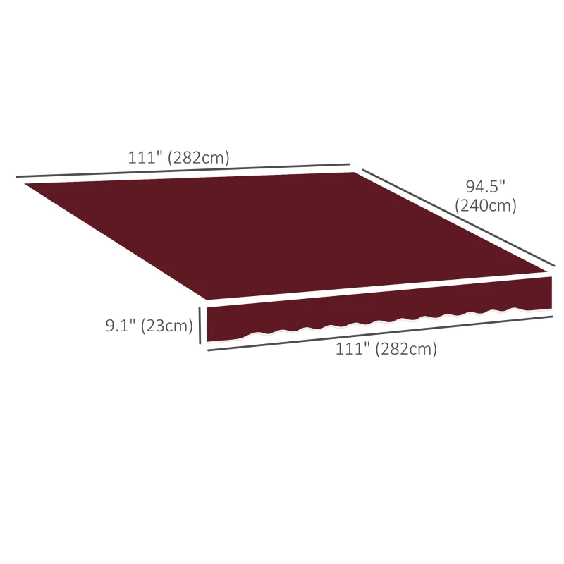 Outsunny 9' x 8' Outdoor Sunshade Canopy Awning Cover, Retractable Awning Fabric Replacement, UV Protection, Wine Red
