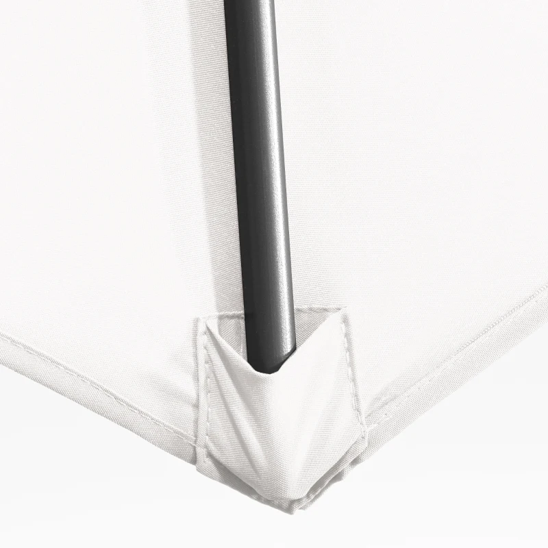 Outsunny 9.6' Cantilever Patio Umbrella Outdoor Hanging Offset Umbrella, Cross Base, 360° Rotation Aluminum Poles, White