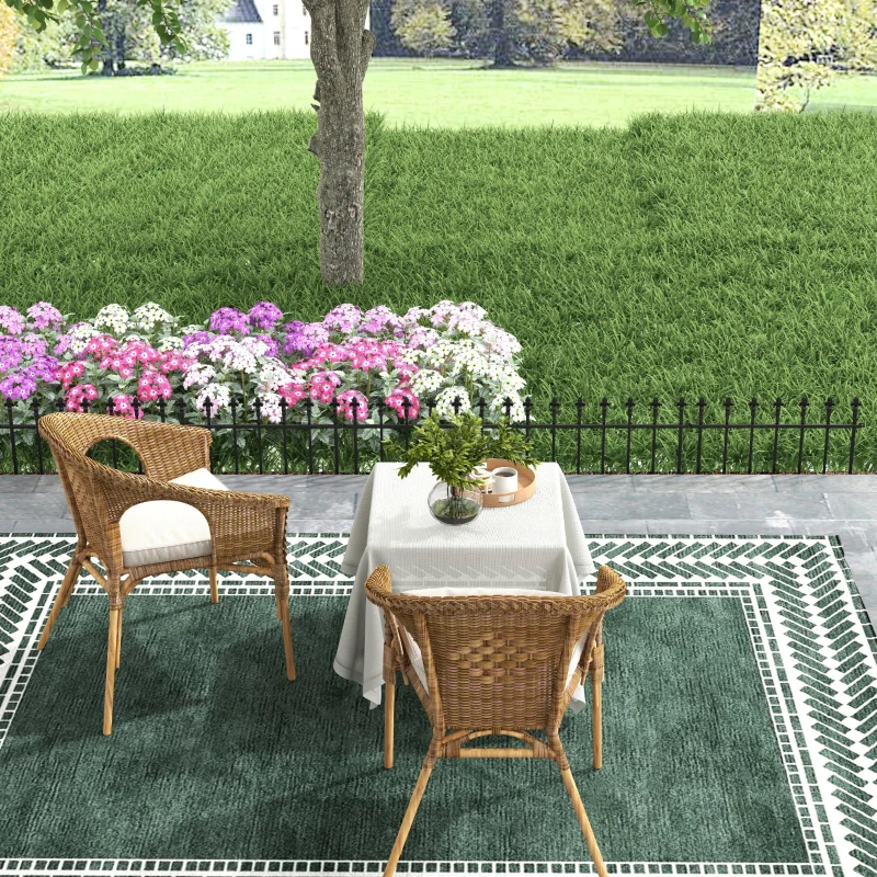 Outsunny Metal Decorative Garden Fence, 9.2' x 17.25" 5 Steel Panels, Decorative Border for Landscape, Flower Bed, Animals, Black