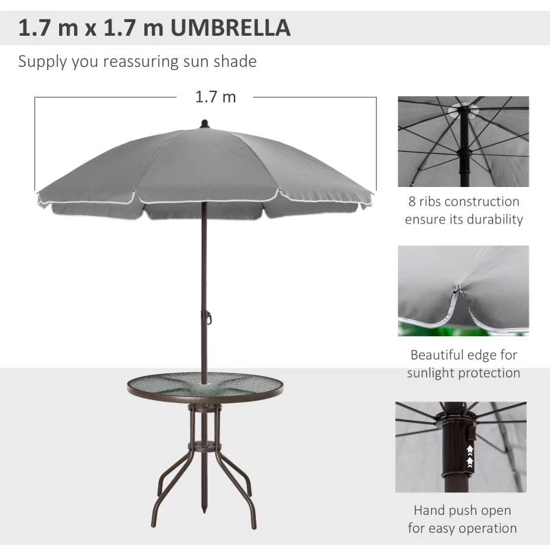 Outsunny 6 Pieces Outdoor Dining Set for 4 with Umbrella Patio Outdoor Furniture Set with Round Table 4 Folding Chairs Grey