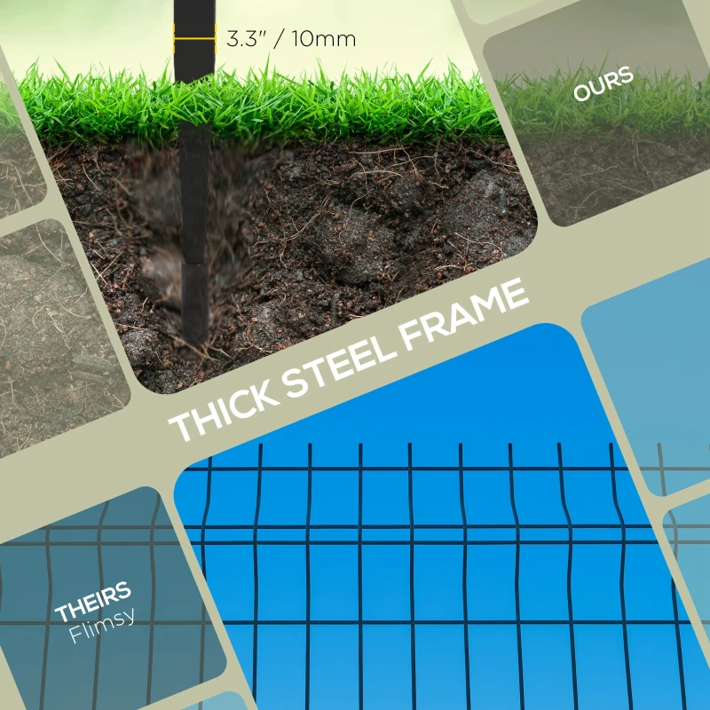 Outsunny Metal Decorative Garden Fence, 9.2' x 17.25" 5 Steel Panels, Decorative Border for Landscape, Flower Bed, Animals, Black