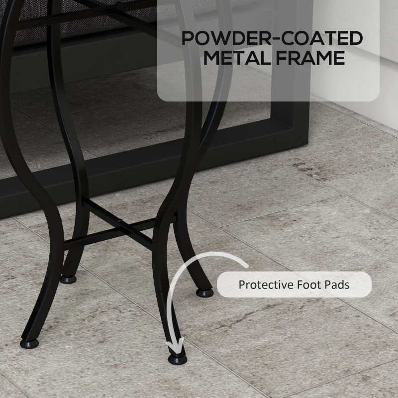 Outsunny Round Outdoor Table, Patio Bistro Coffee Table with Mosaic Top and Steel Frame for Garden