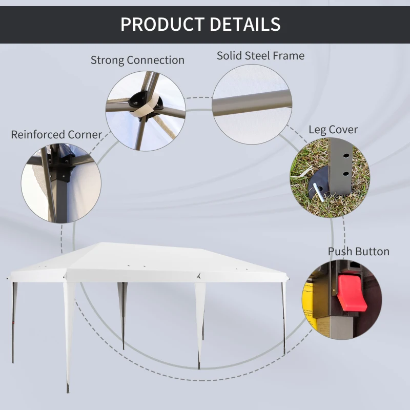Outsunny 10' x 19.2' Outdoor Gazebo Pop Up Canopy Party Tent with Carrying Bag, White