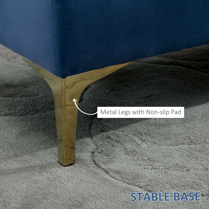 HOMCOM End of Bed Bench, Upholstered Bench, Entryway Shoe Bench with Button Tufted for Living Room, Bedroom, Blue