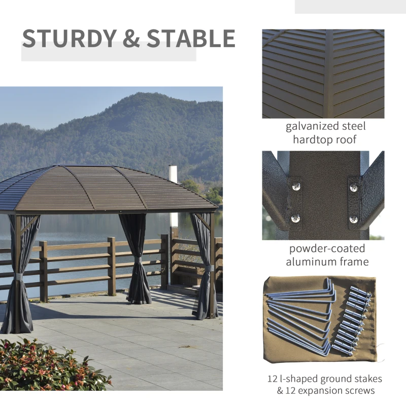 Outsunny 10x13 Hardtop Gazebo Aluminum Frame & Metal Roof, Dark Gray - Perfect for Outdoor Entertaining & Relaxation
