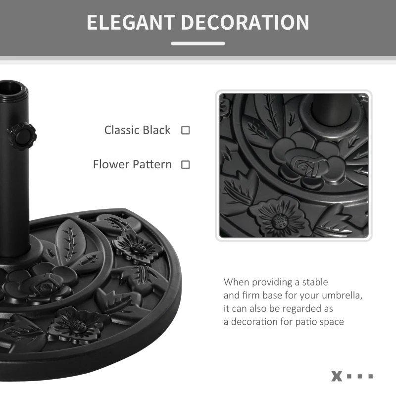 Outsunny 20 lb Heavy Duty Half Umbrella Base, Outdoor Concrete Umbrella Stand, Patio Half Round Base for Market Umbrella, Black