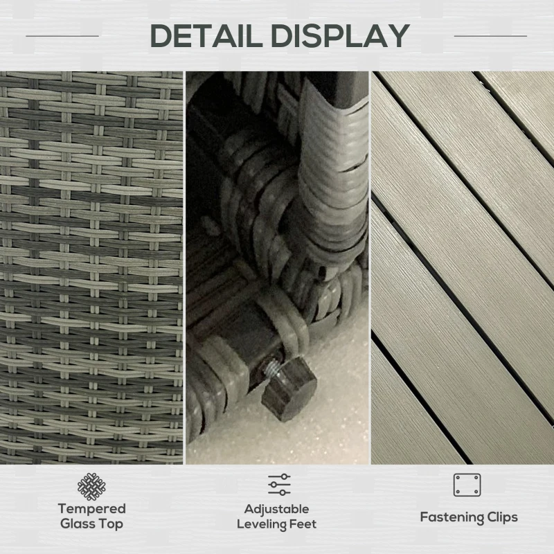 Outsunny 8 Piece Patio Furniture Set with 4 Rattan Sofa Chairs & 4 Tables with Storage & Umbrella Hole, Mixed Gray