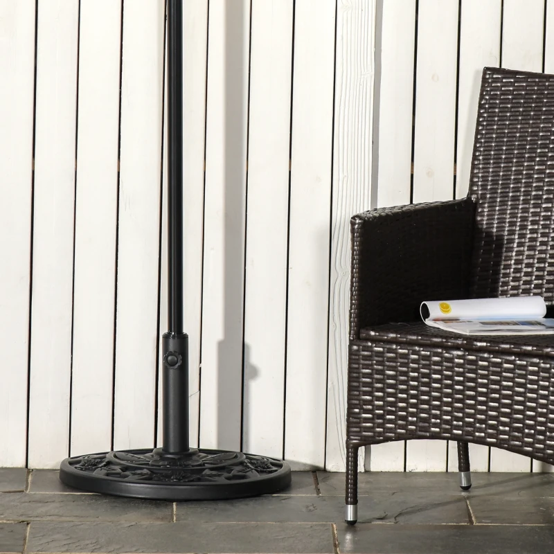 Outsunny 20 lb Heavy Duty Half Umbrella Base, Outdoor Concrete Umbrella Stand, Patio Half Round Base for Market Umbrella, Black