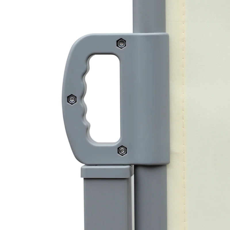 Outsunny 236" x 63" Outdoor Privacy Wall, Double Retractable Side Awning, Patio Screen for Garden, Balcony, Backyard, Cream White