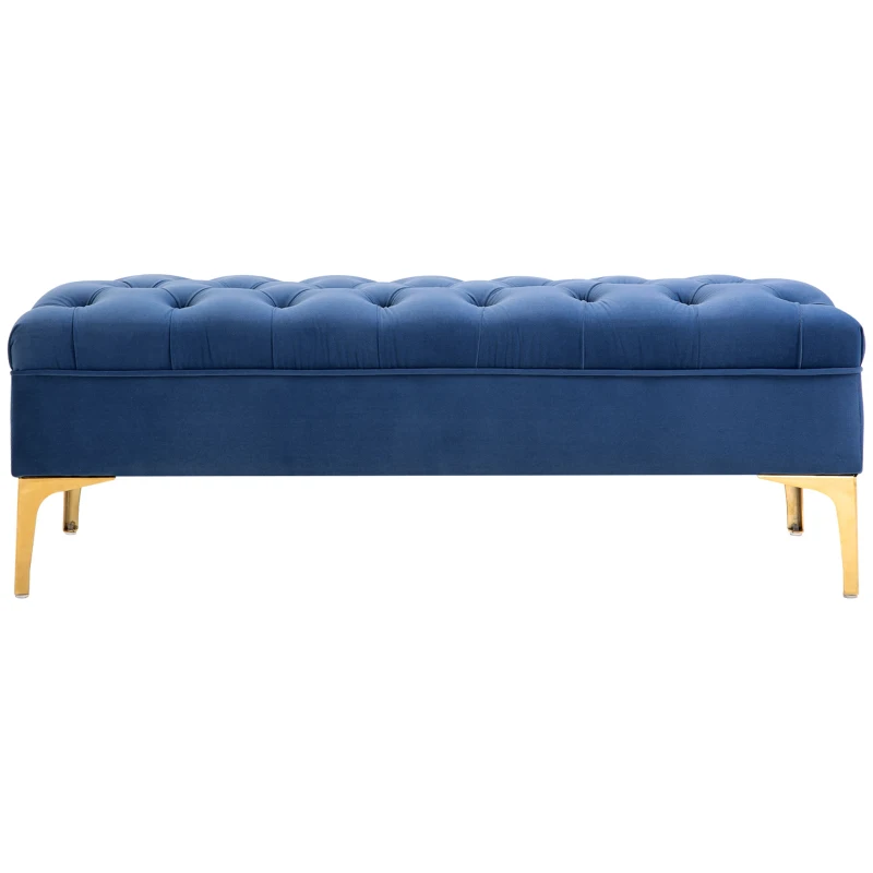 HOMCOM End of Bed Bench, Upholstered Bench, Entryway Shoe Bench with Button Tufted for Living Room, Bedroom, Blue