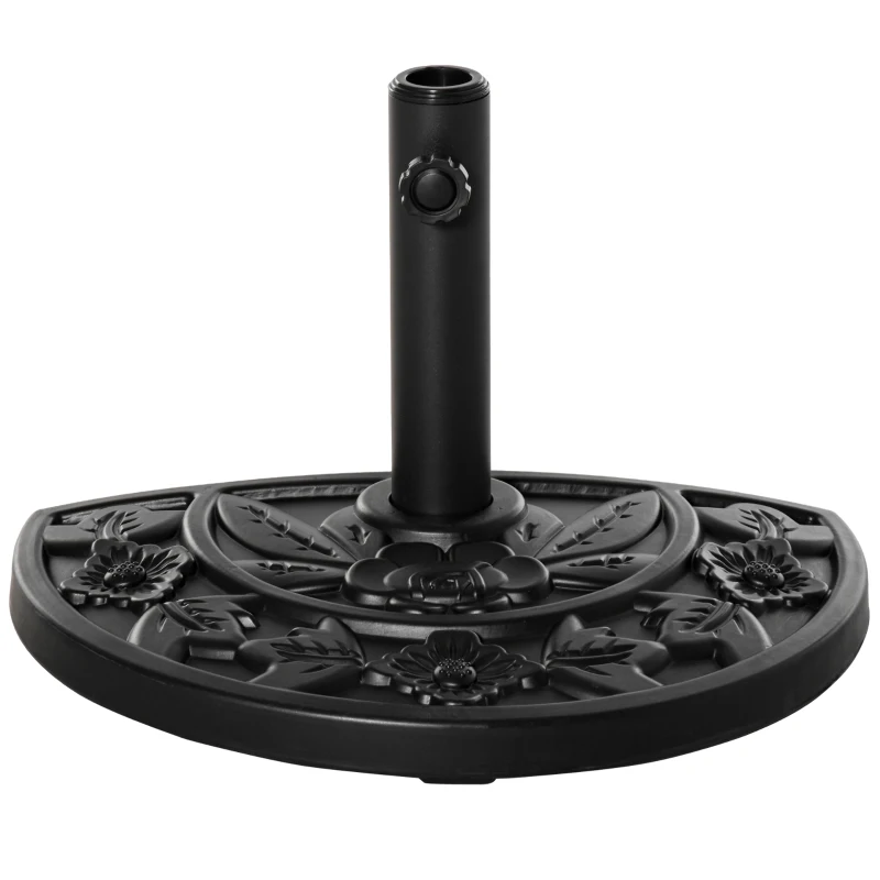 Outsunny 20 lb Heavy Duty Half Umbrella Base, Outdoor Concrete Umbrella Stand, Patio Half Round Base for Market Umbrella, Black