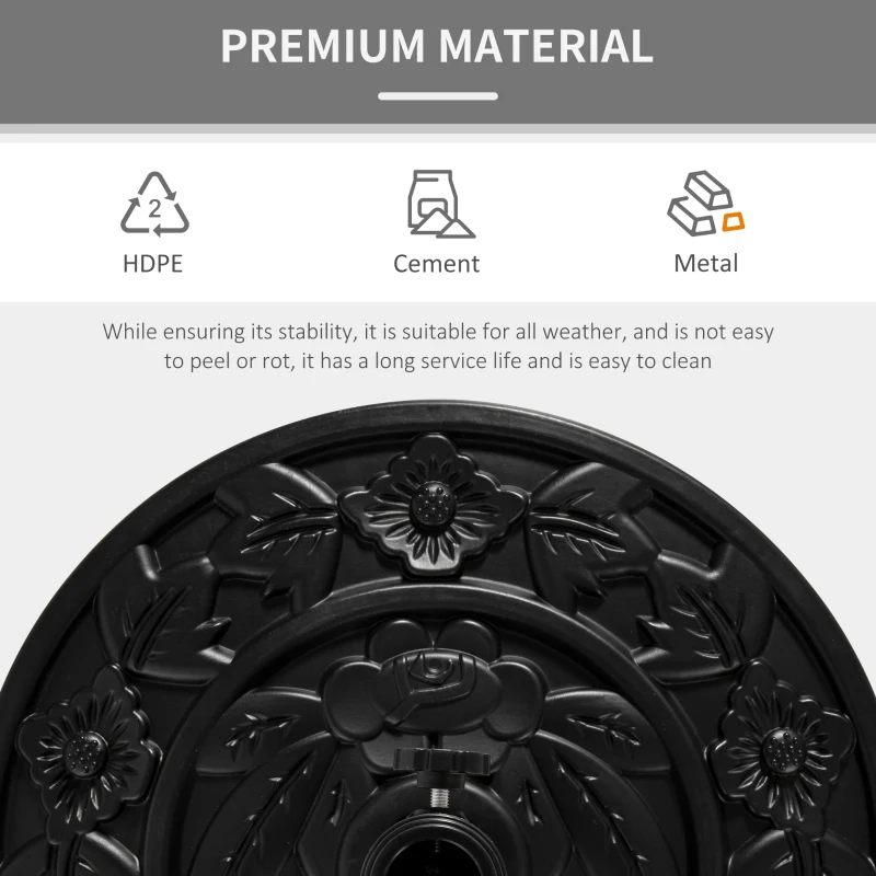 Outsunny 20 lb Heavy Duty Half Umbrella Base, Outdoor Concrete Umbrella Stand, Patio Half Round Base for Market Umbrella, Black