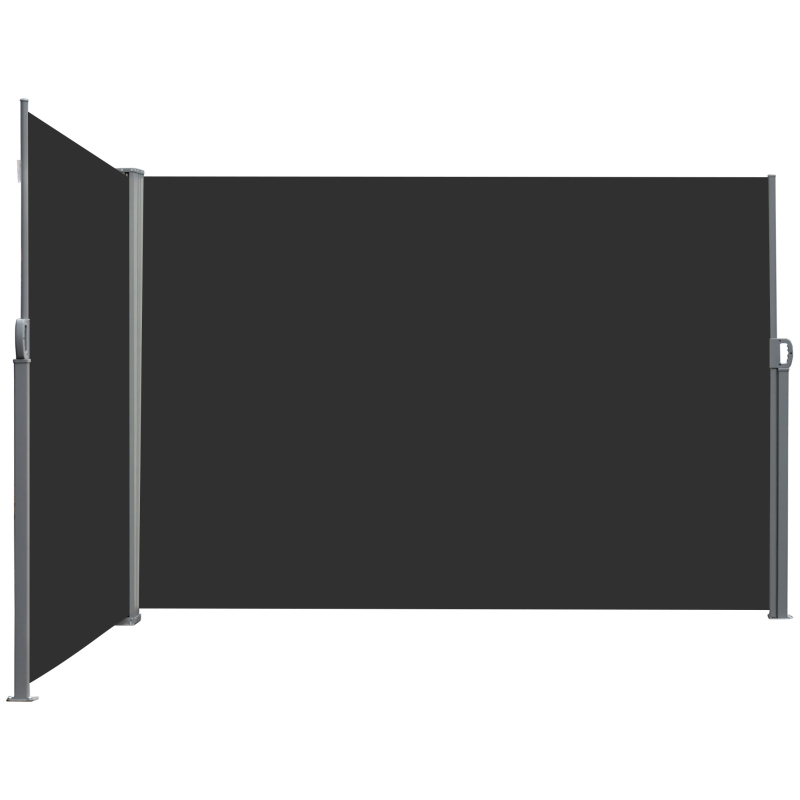 Outsunny 236" x 63" Outdoor Privacy Wall, Double Retractable Side Awning, Patio Screen for Garden, Balcony, Backyard, Black