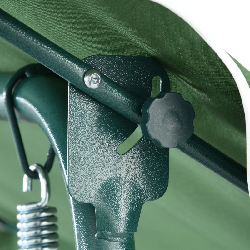 Outsunny Outdoor Porch Swing with Adjustable Canopy, 3-Seater Patio Swing Chair with Cushion, Green