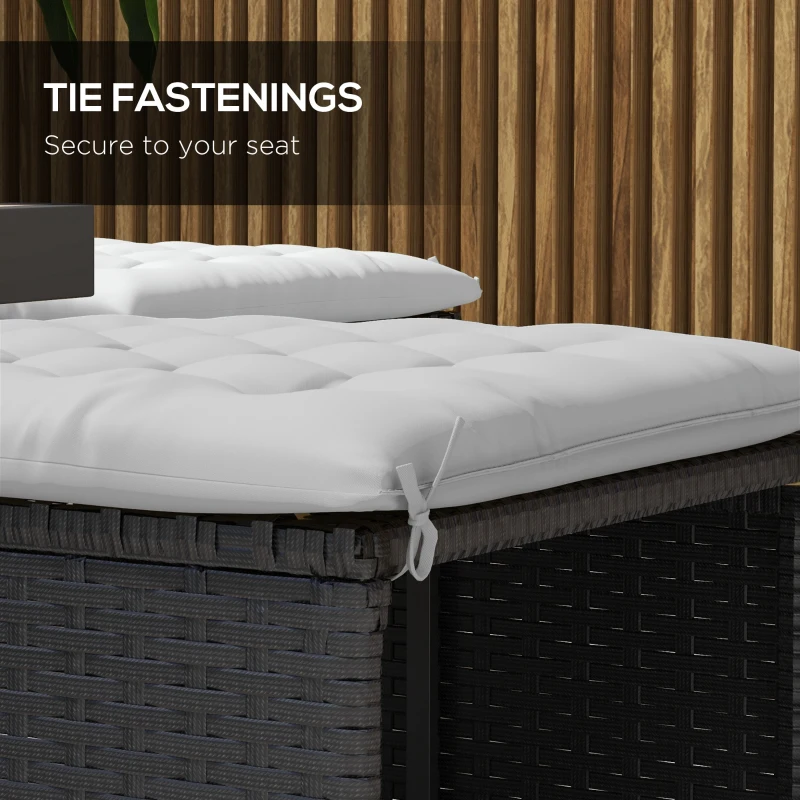 Outsunny 6-Piece Seat Cushion Pillows Replacement, Button Tufted Patio Chair Cushions Set with Ties, Light Grey