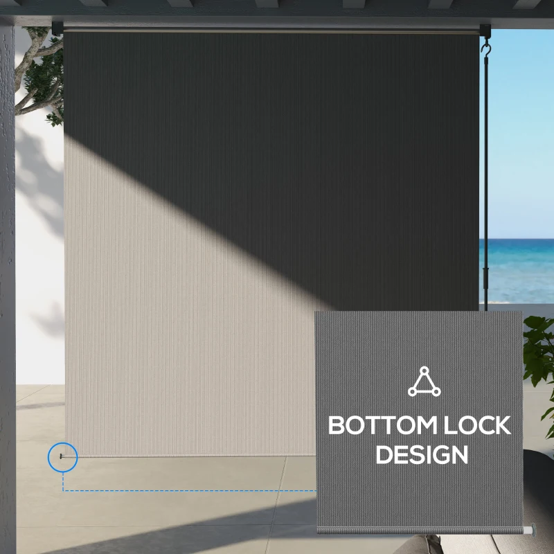 Outsunny 6' x 6' Patio Door Blinds, Outdoor Roller Shades, Cordless Roll Up Shade for Porch Gazebo, Light Grey