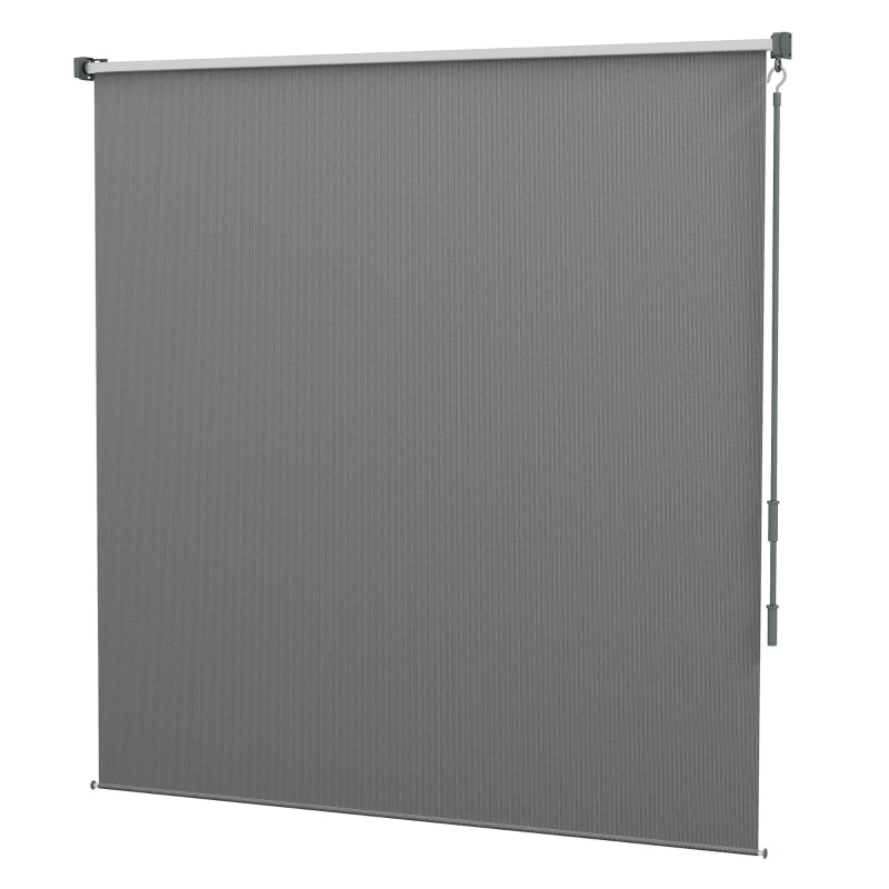 Outsunny 6' x 6' Patio Door Blinds, Outdoor Roller Shades, Cordless Roll Up Shade for Porch Gazebo, Light Grey