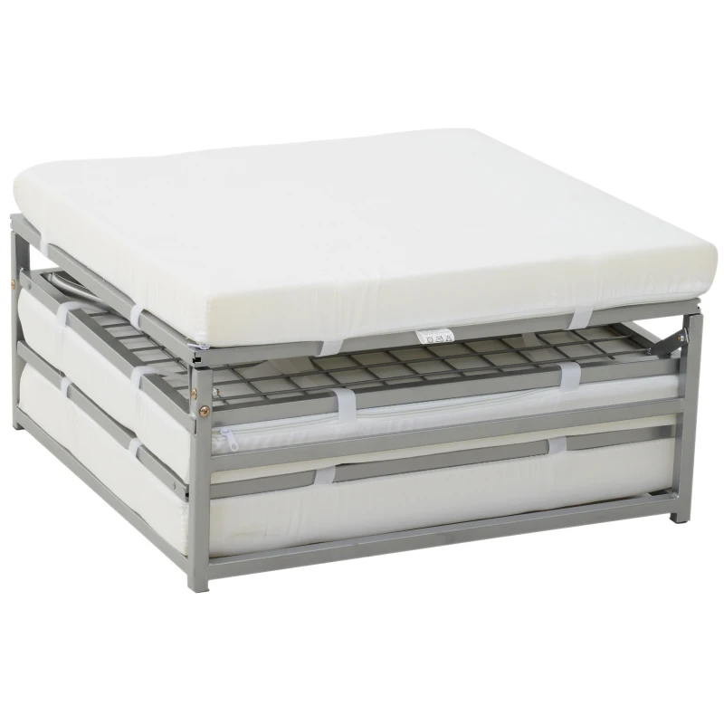 HOMCOM 2 In 1 Folding Sofa Bed Home Lounge Cot Guest Hideaway Sleeper Ottoman w/ Thick Padded Sponge & Storage Box