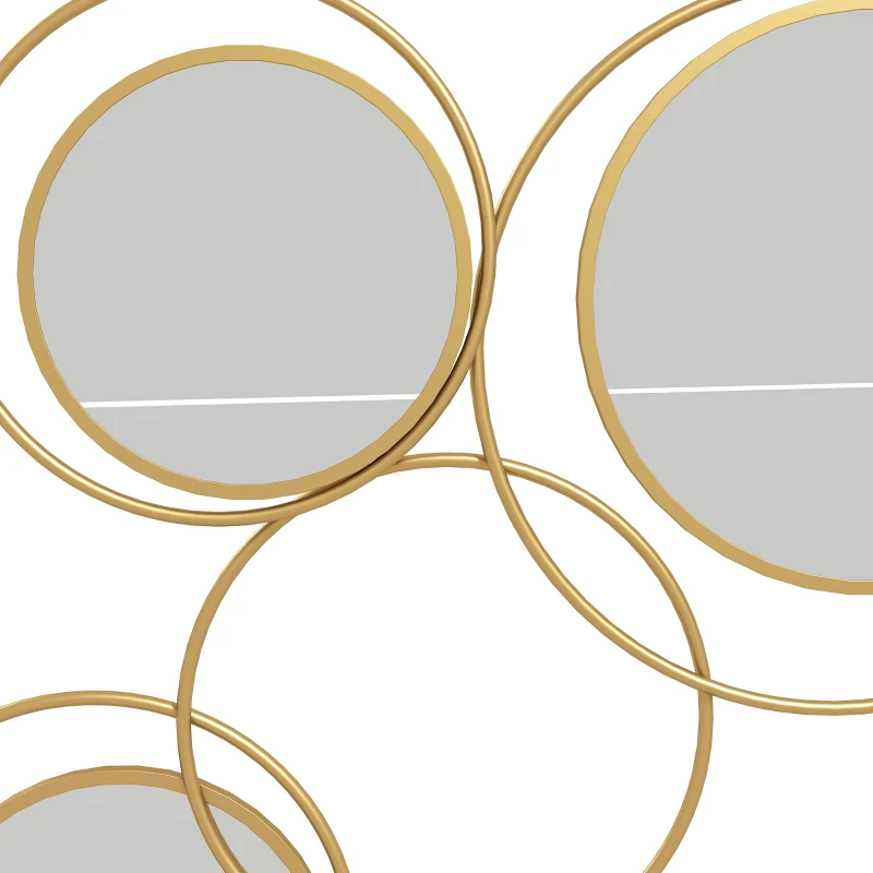 HOMCOM Metal Wall Mirror Decor, Modern Decorative Wall Art, Hanging Home Decor for Living Room Bedroom, Gold Tone