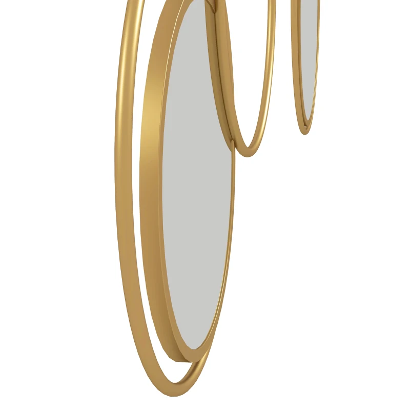 HOMCOM Metal Wall Mirror Decor, Modern Decorative Wall Art, Hanging Home Decor for Living Room Bedroom, Gold Tone