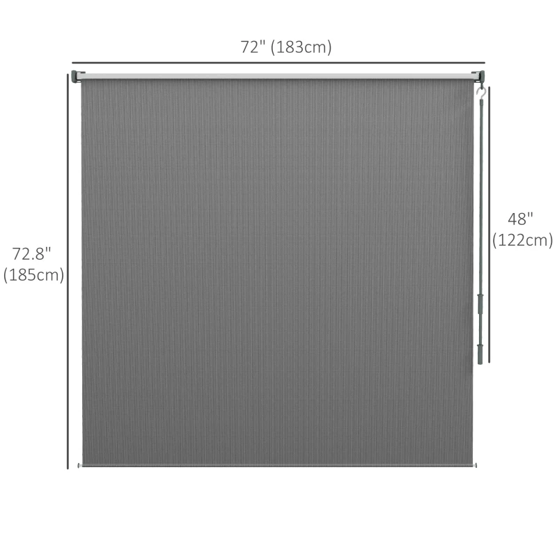 Outsunny 6' x 6' Patio Door Blinds, Outdoor Roller Shades, Cordless Roll Up Shade for Porch Gazebo, Light Grey