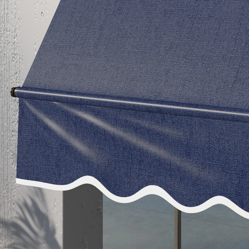 Outsunny 10' x 3' Manual Retractable Awning, Non-Screw Freestanding Patio Awning, UV Resistant, for Window or Door, Blue