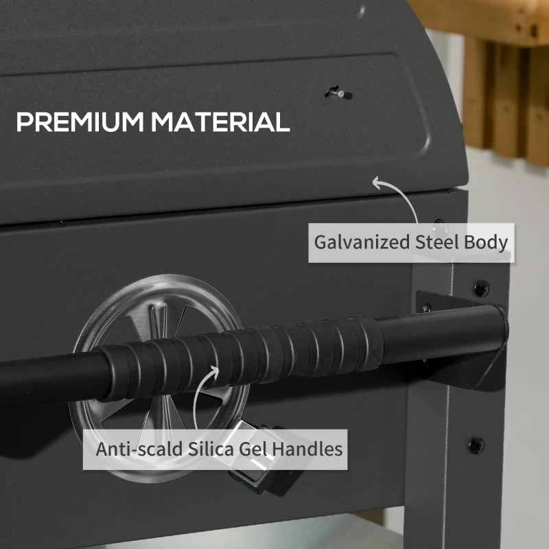 Outsunny Tabletop Charcoal Grill, Portable BBQ with Ash Catcher and Thermometer for Backyard, Camping, Picnic, Black